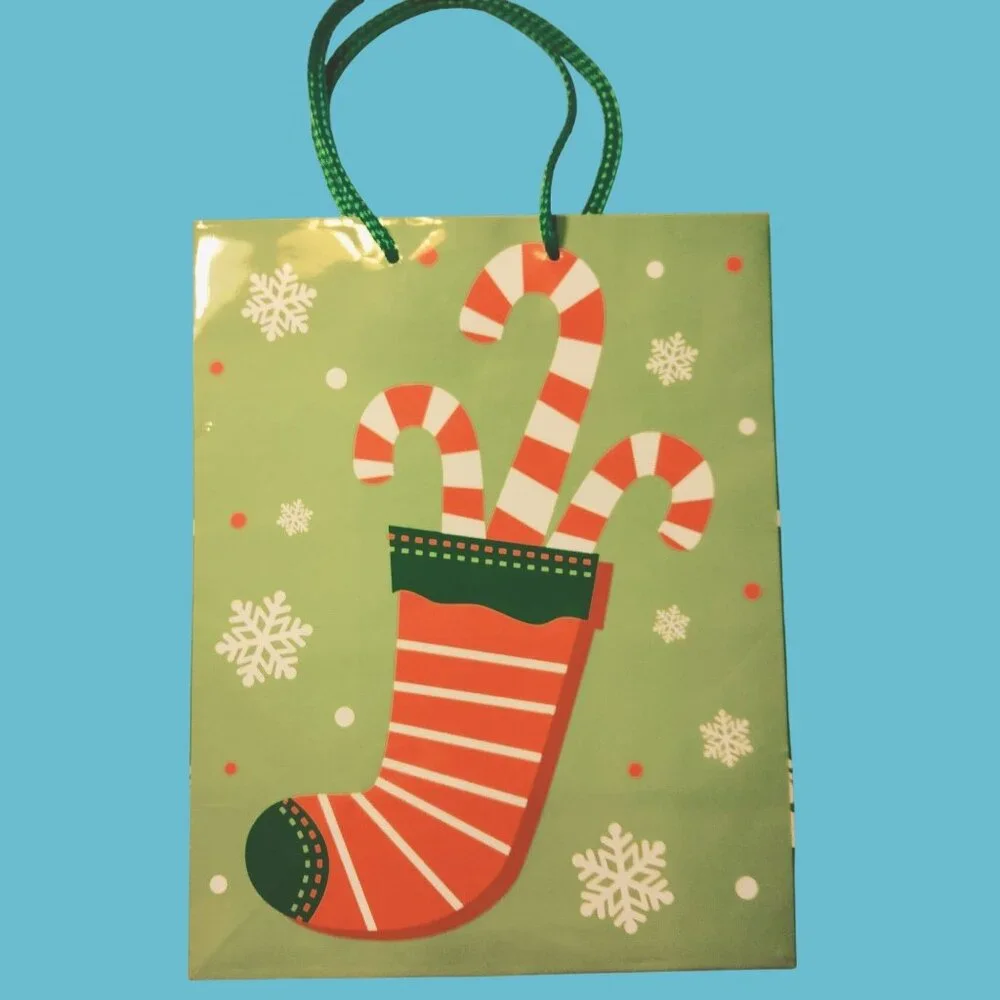 Christmas Gift Bag Candy Cane Stocking Design